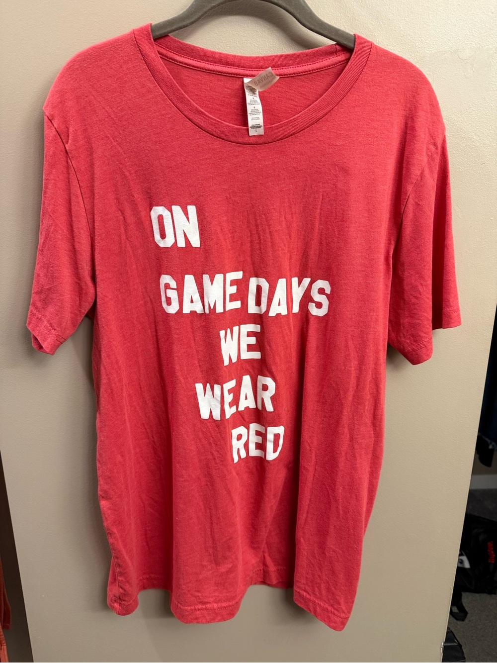 Bella Canvas Red Crewneck Tee with White Text